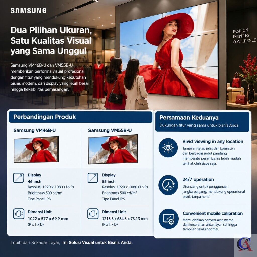 Samsung VM46B U & VM55B U Perbandingan & Kesamaan