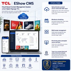 Dashboard TCL EShow CMS untuk multi screen management
