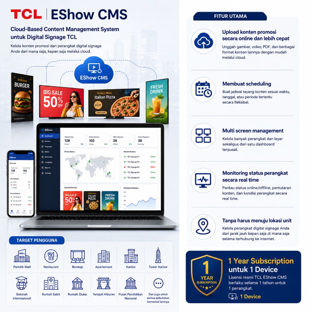 TCL EShow CMS 1 Tahun