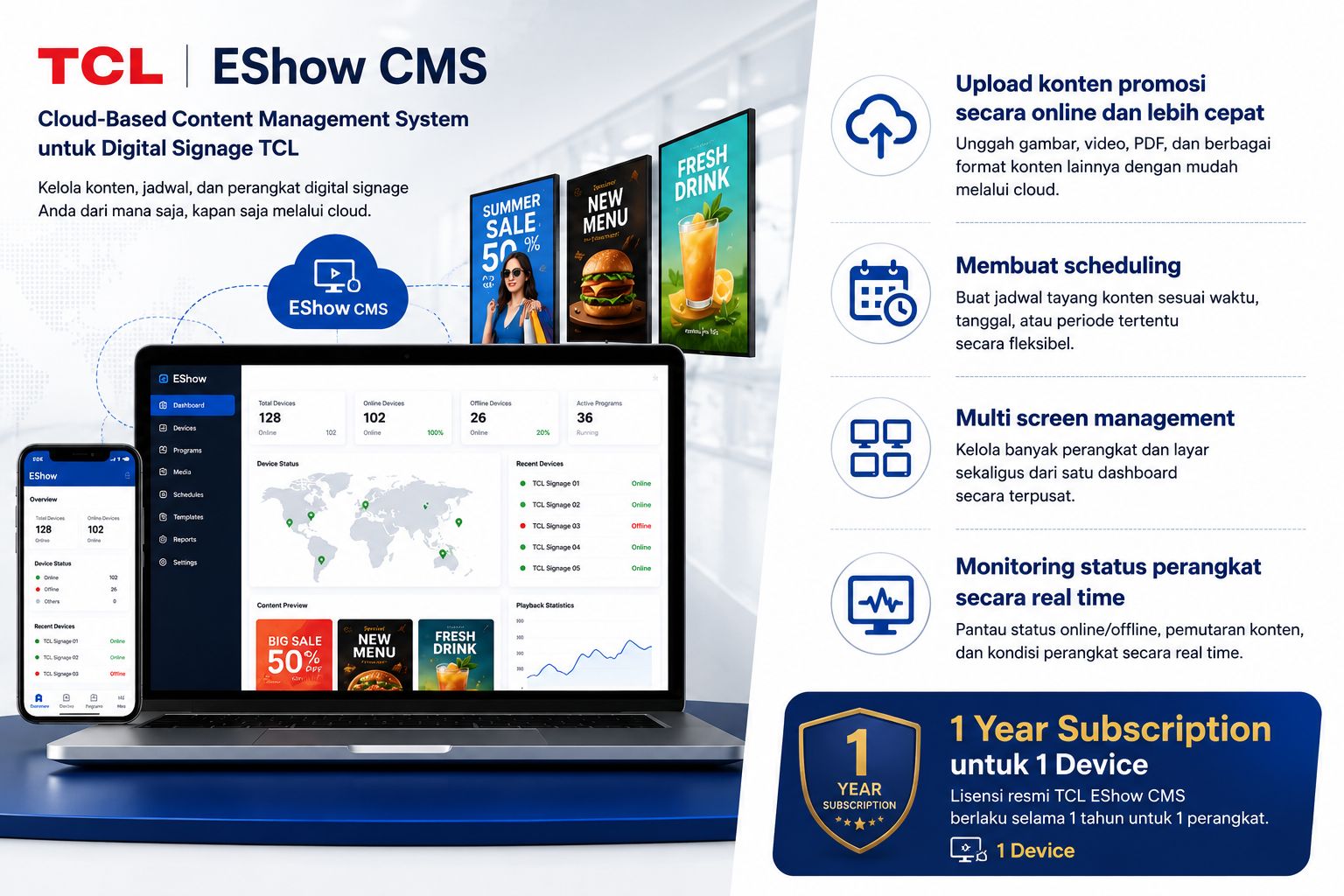 TCL EShow CMS 1 Year Subcription